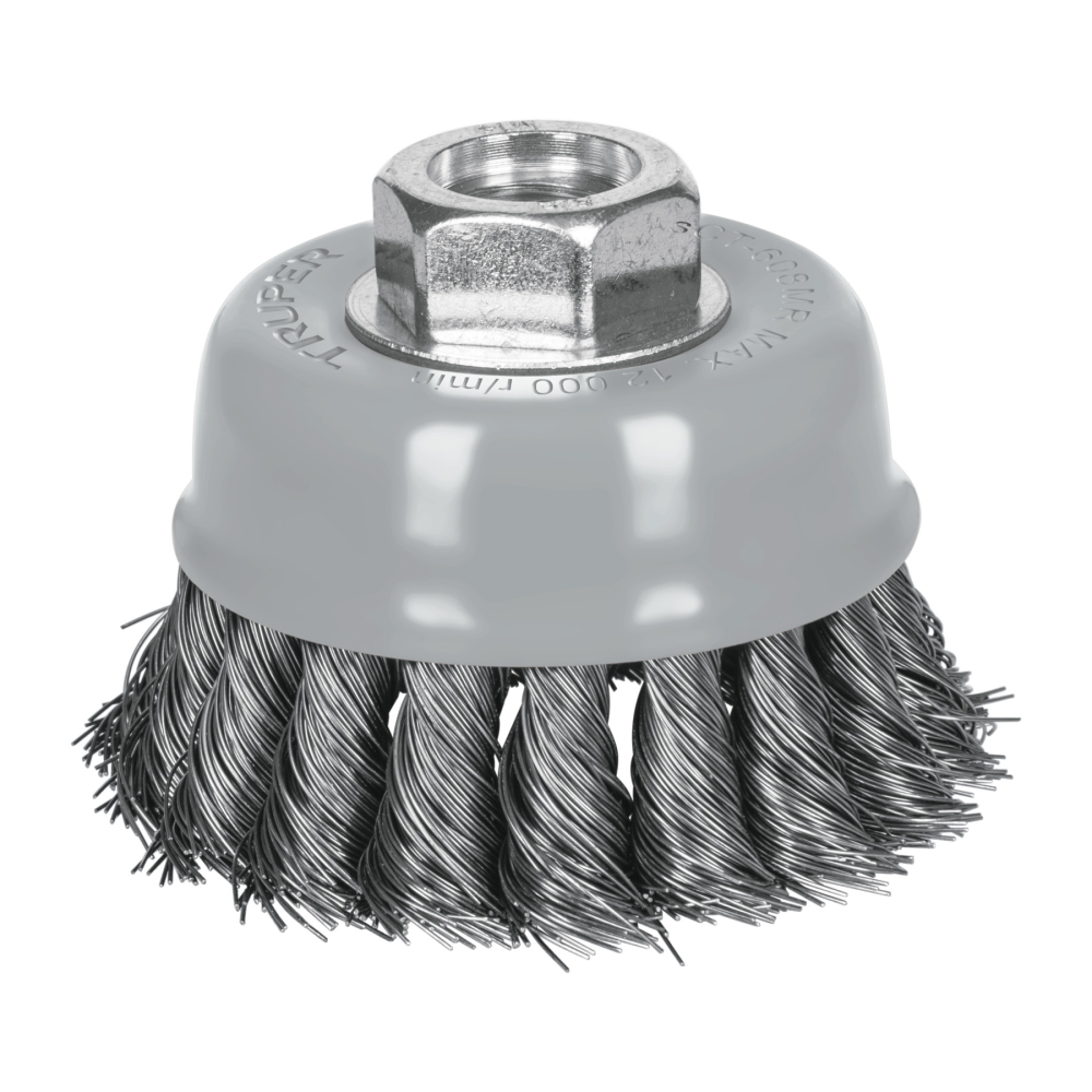 Carda copa 3' alambre trenzado fino, Multi-rosca, Truper CT-608MR