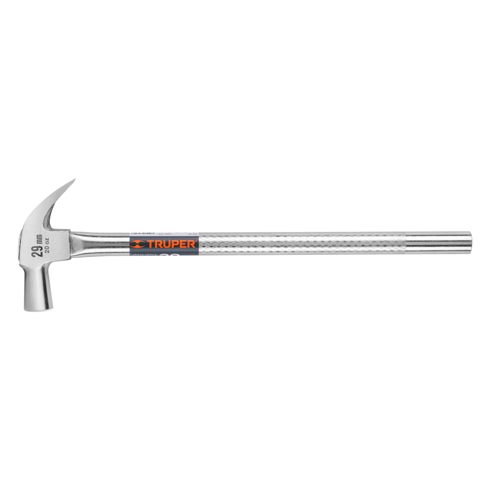 Martillo cabeza cónica 29 mm uña curva, mango tubular,TRUPER MAC-29T