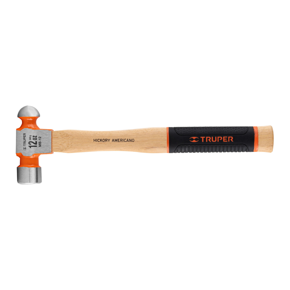 Martillo pulido de bola 12 oz mango hickory, TRUPER Grip MB-12