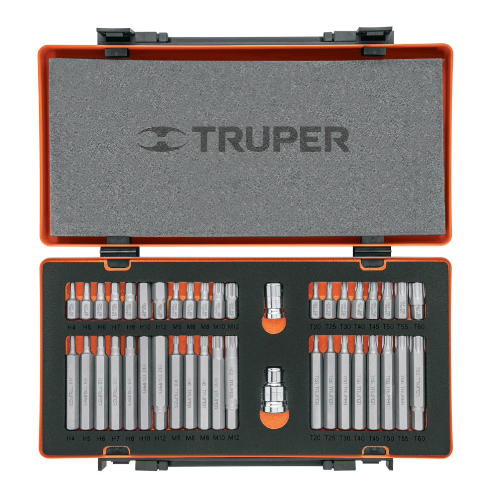 Juego 42 puntas 1/2' y 3/8' de 75 y 30 mm estuche metálico PUN-42X