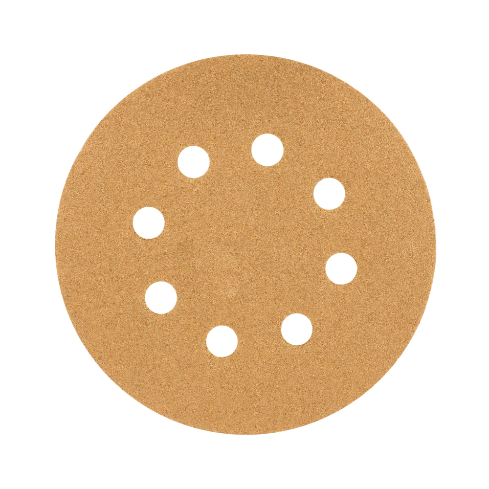 Paquete con 5 discos de lija 5' grano 80, 8 perforaciones DIRO-58