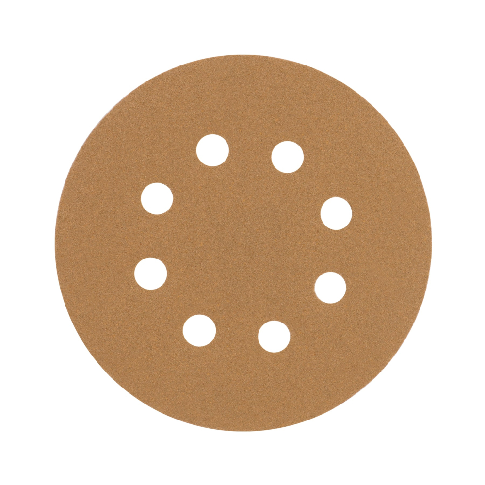 Paquete con 5 discos de lija 5' grano 120, 8 perforaciones DIRO-512