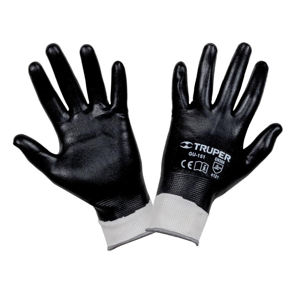 Guantes de poliéster recubiertos de nitrilo, CH, TRUPER GU-151