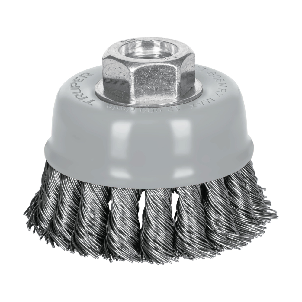 Carda copa 3' alambre trenzado grueso, Multi-rosca, Truper CT-608MRX