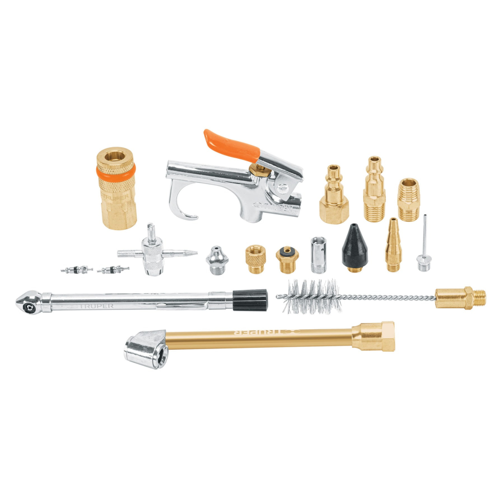 Juego de 18 accesorios neumáticos, cuerda 1/4' NPT, TRUPER JAN-18