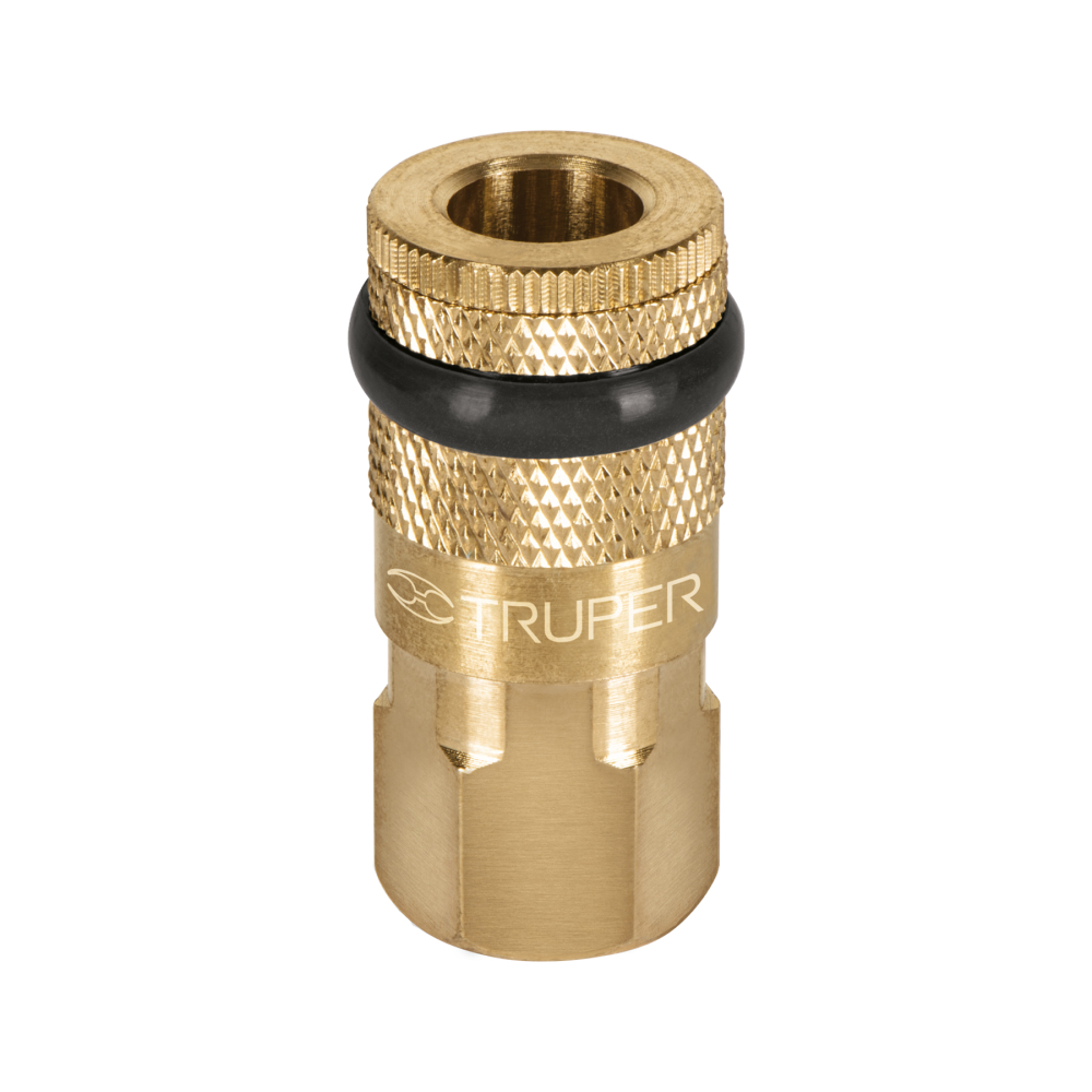 Cople rápido de latón, hembra, cuerda 1/4' NPT, TRUPER COPLE-HEM-1/4