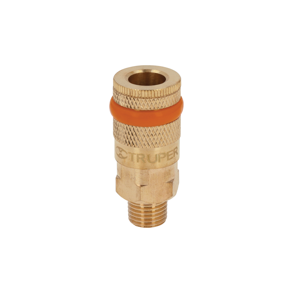 Cople rápido de latón, macho, cuerda 1/4' NPT, TRUPER COPLE-MA-1/4