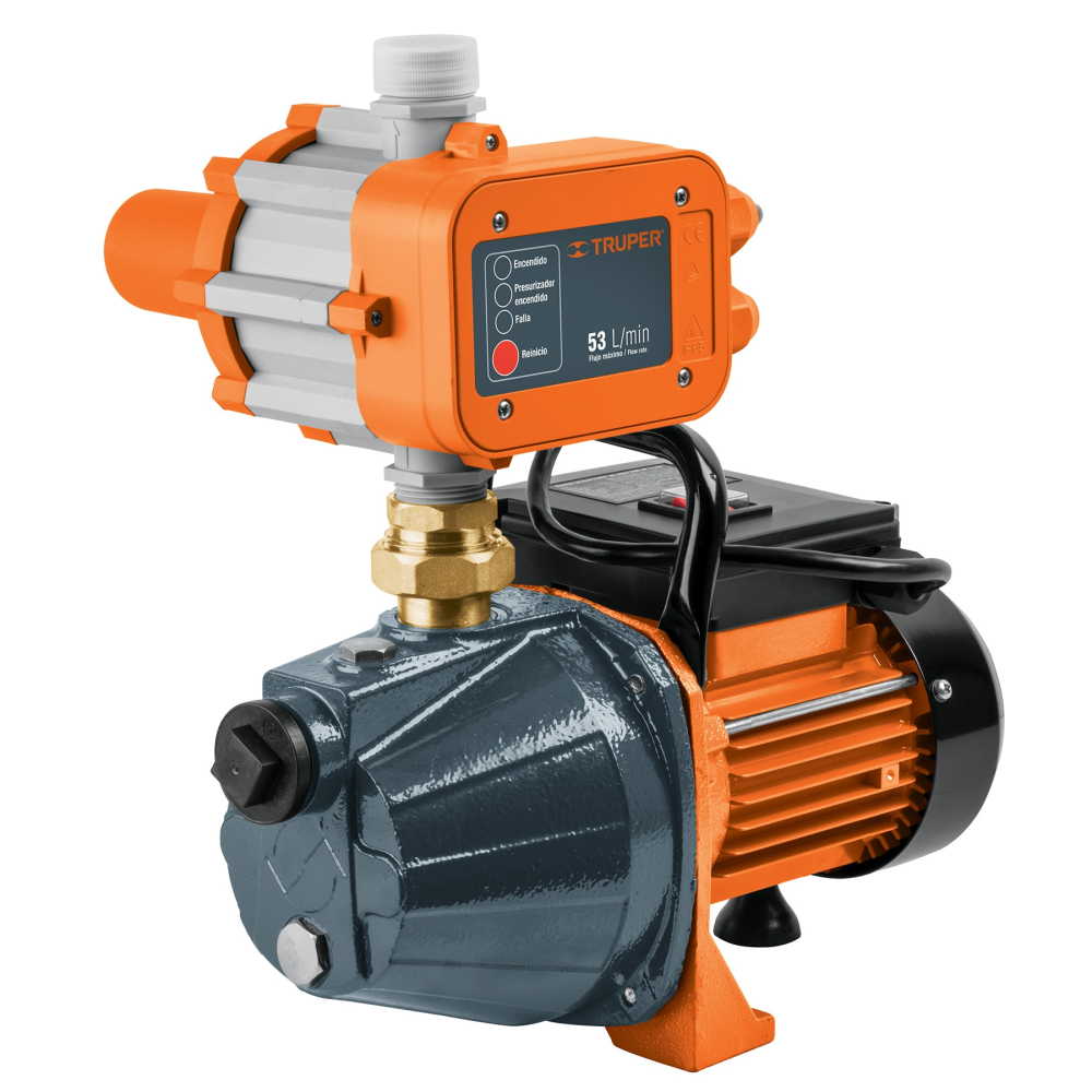 Bomba presurizadora jet hierro 1 HP con control, TRUPER PRES-1