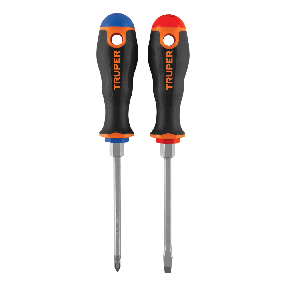 Dúo de desarmadores 3/16' x 4' mango Comfort Grip, TRUPER DUO-3/16X4B