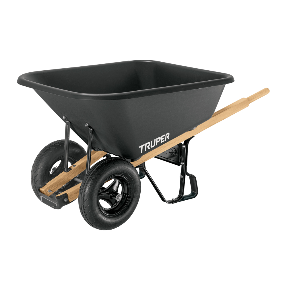 Carretilla c/plástica 8 ft3 Doble llanta neumática b/madera TP-8