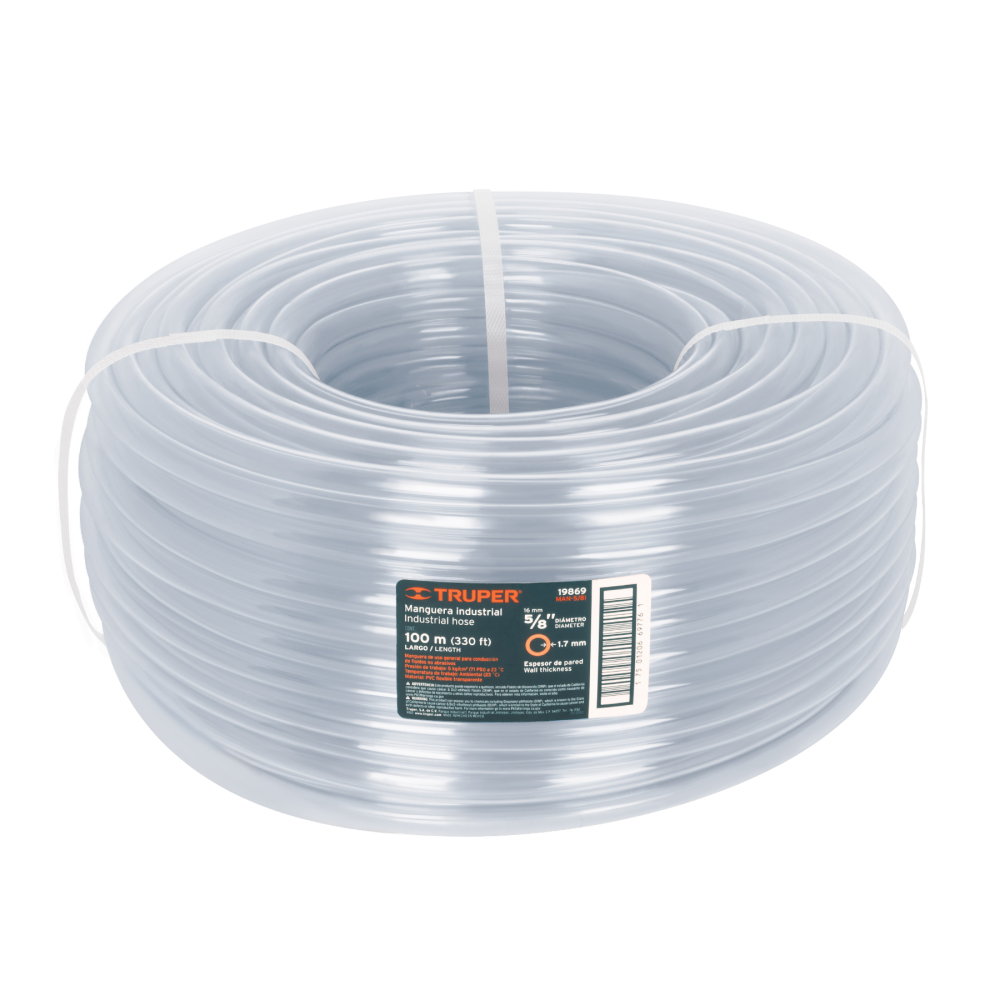 Metro de manguera 5/8' industrial en rollo de 100 m, TRUPER MAN-5/8I