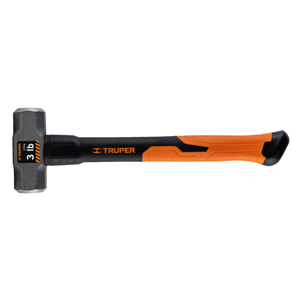 Marro octagonal 3 lb, mango de fibra de vidrio 14', TRUPER MD-3F