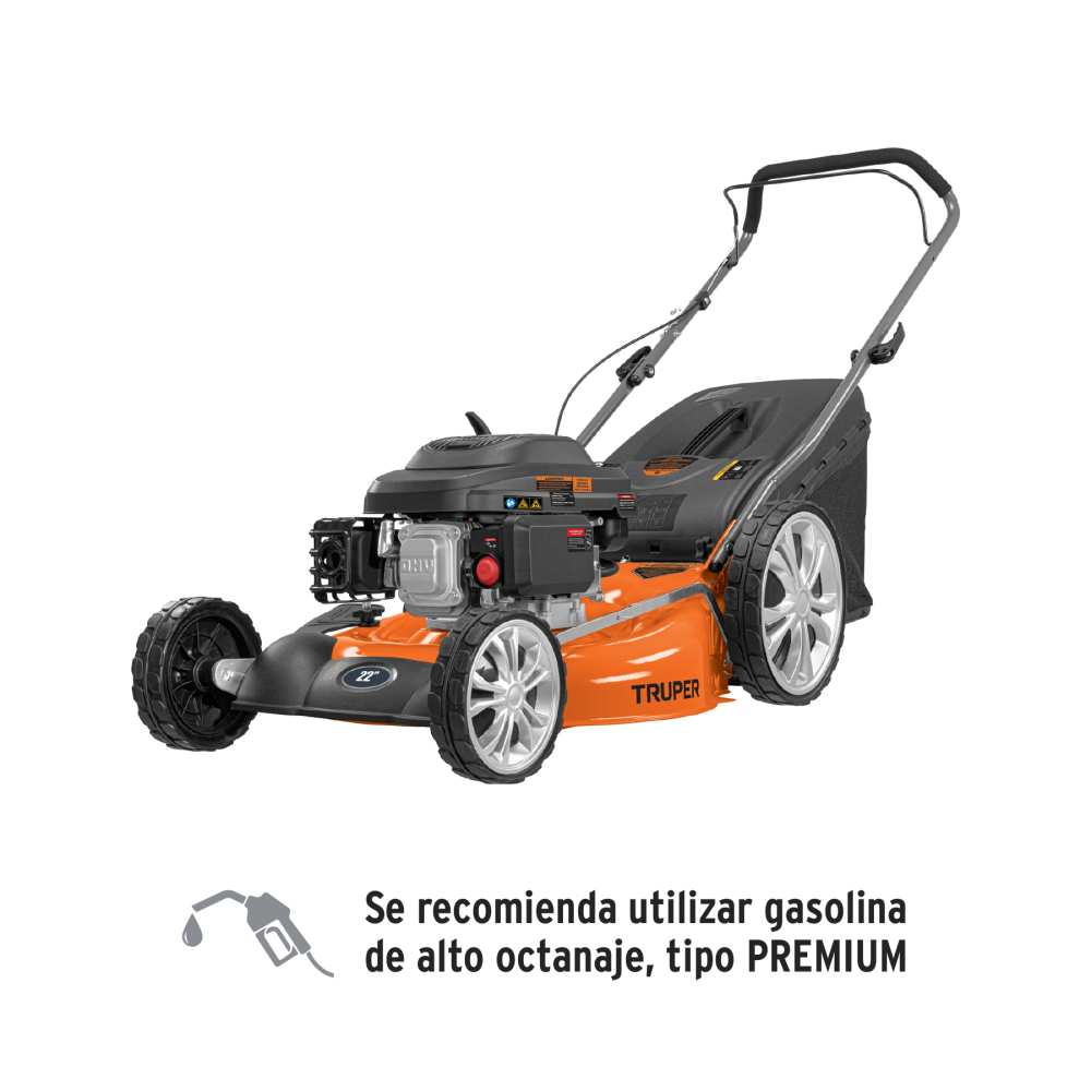 Podadora con motor a gasolina de 6 HP, 22' de corte, Truper P-622
