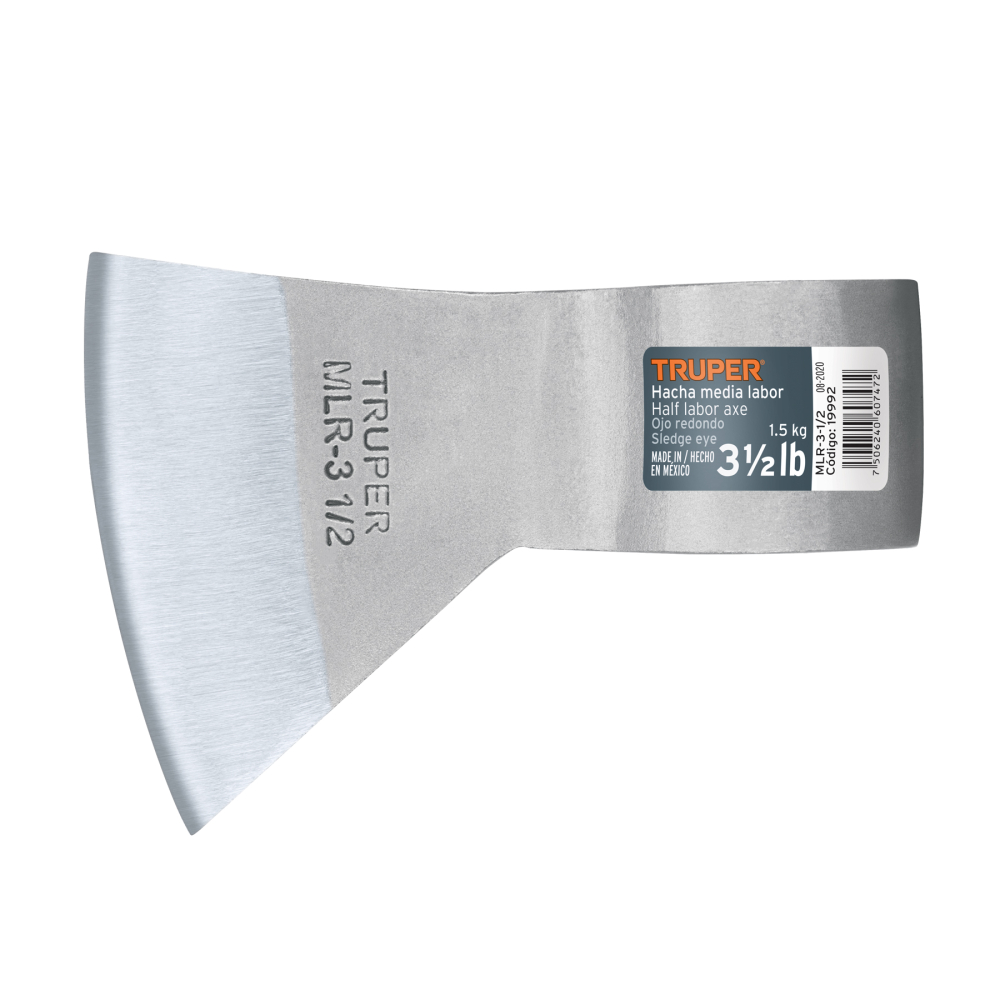 Hacha media labor ojo redondo 3-1/2 lb sin mango, TRUPER MLR-3-1/2