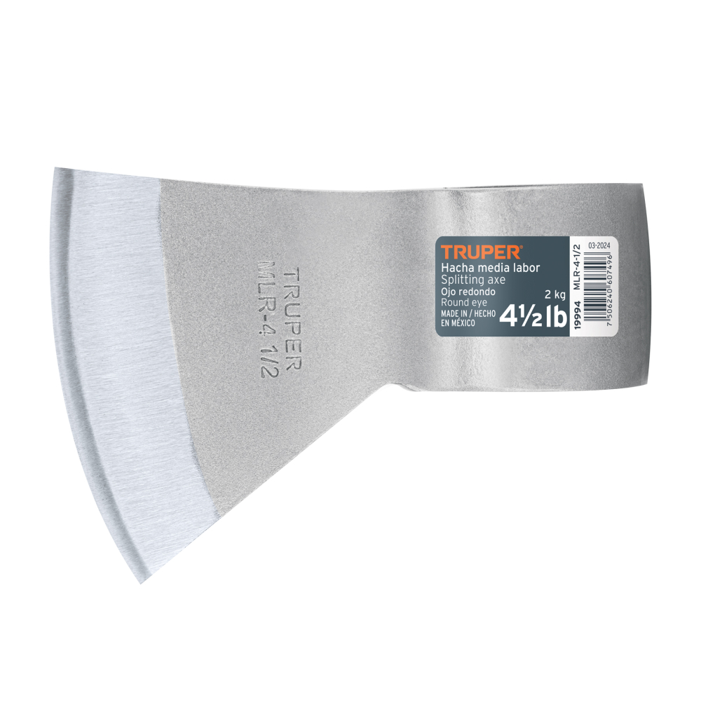 Hacha media labor ojo redondo 4-1/2 lb sin mango, TRUPER MLR-4-1/2