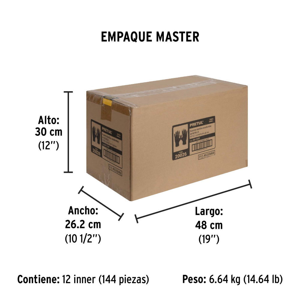 Guantes de nylon recubiertos de nitrilo, CH, PRETUL GU-121P