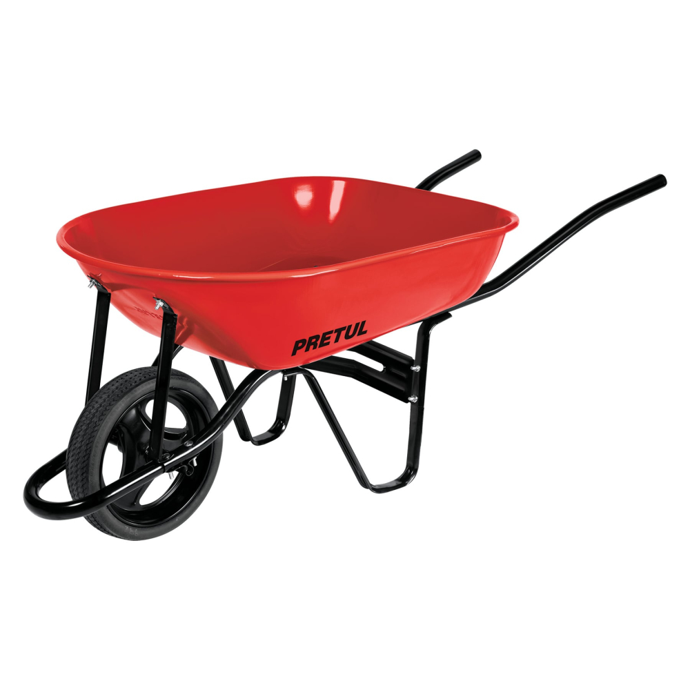 Carretilla 5.5 ft3 roja,imponchable,bastidor tubular, PRETUL CAP-50FB