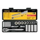 Juego de 21 herramientas 3/8' std para mecánico, Pretul JD-3/8X21SAE-P