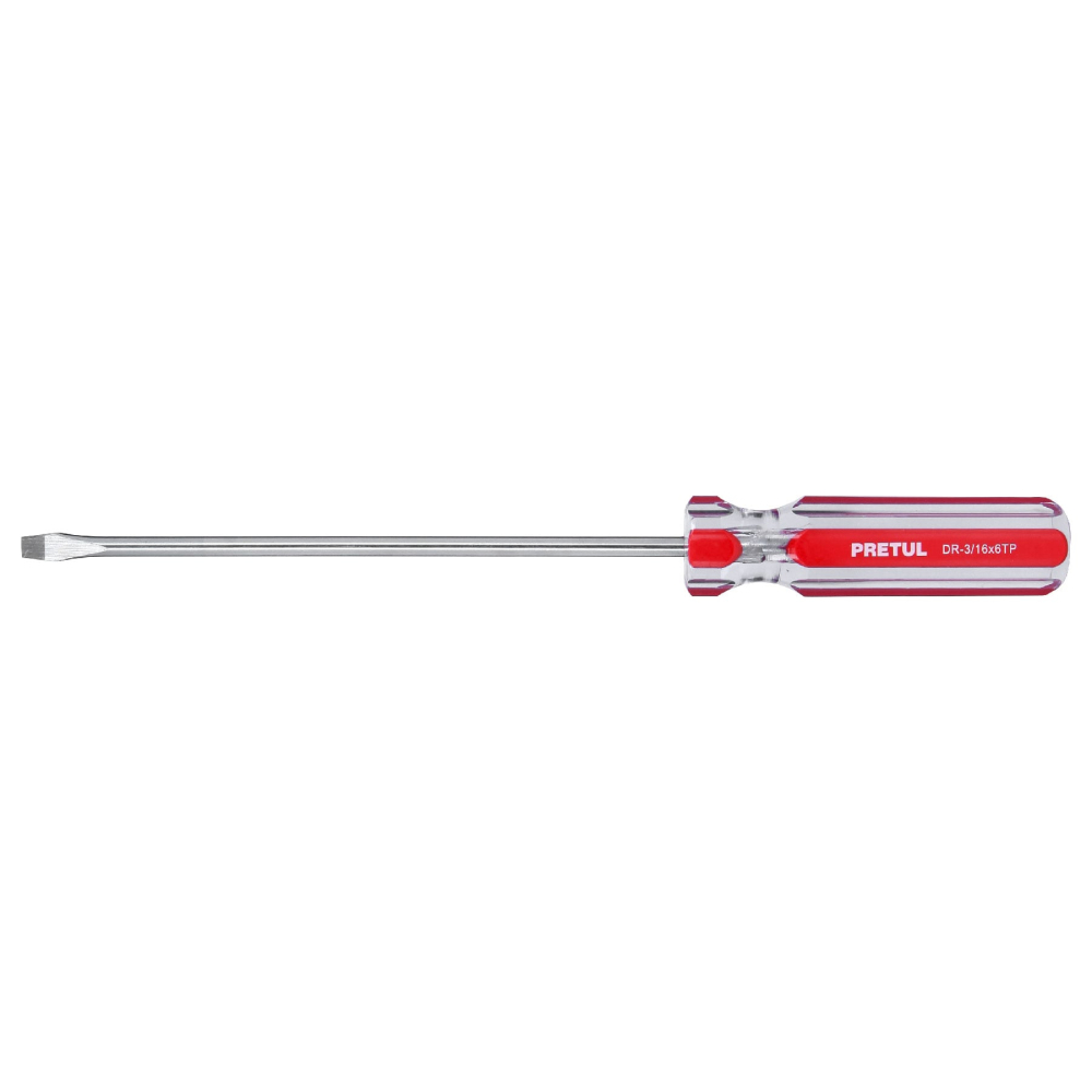 Desarmador plano 3/16 x 6' mango de PVC, PRETUL DR-3/16X6TP