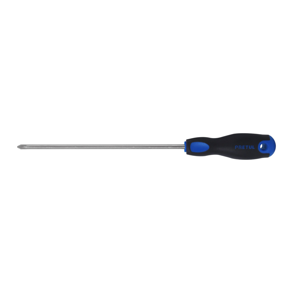Desarmador de cruz 1/4' x 8' mango Comfort Grip, PRETUL DP-1/4X8BP
