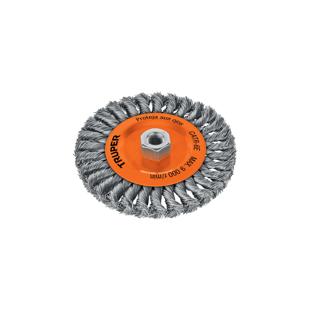 Carda circular 6' alambre trenzado, eje 5/8'-11, Truper CATR-6E
