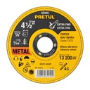 Disco Tipo 41 de 4-1/2' x 1.6 mm corte fino de metal, Pretul DICOF-4516P