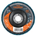 Disco laminado 4', grano 40 centro 5/8', fibra, TRUPER DLT-1700