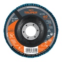 Disco laminado 4-1/2', grano 40 centro 7/8', fibra, TRUPER DLT-1716