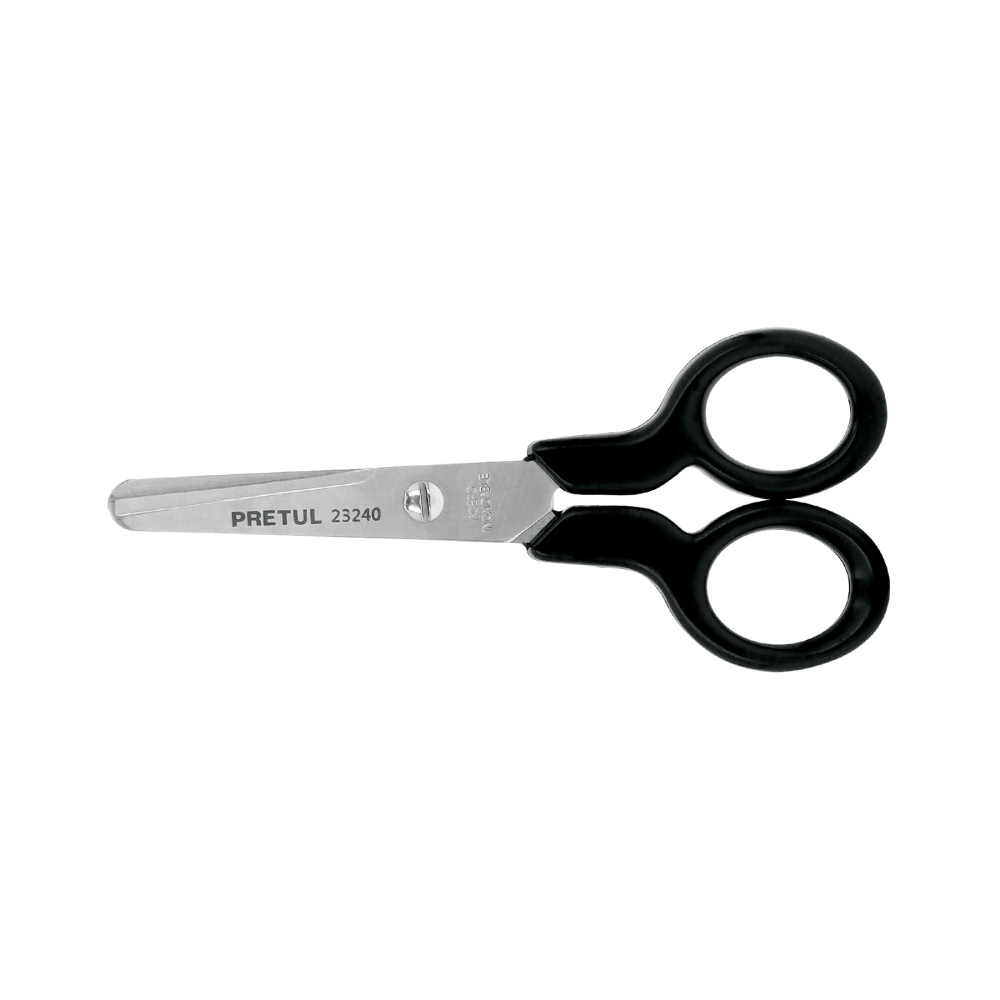 Tijera 4-1/2' escolar, punta roma, acero inoxidable, PRETUL TIES-4-1/2