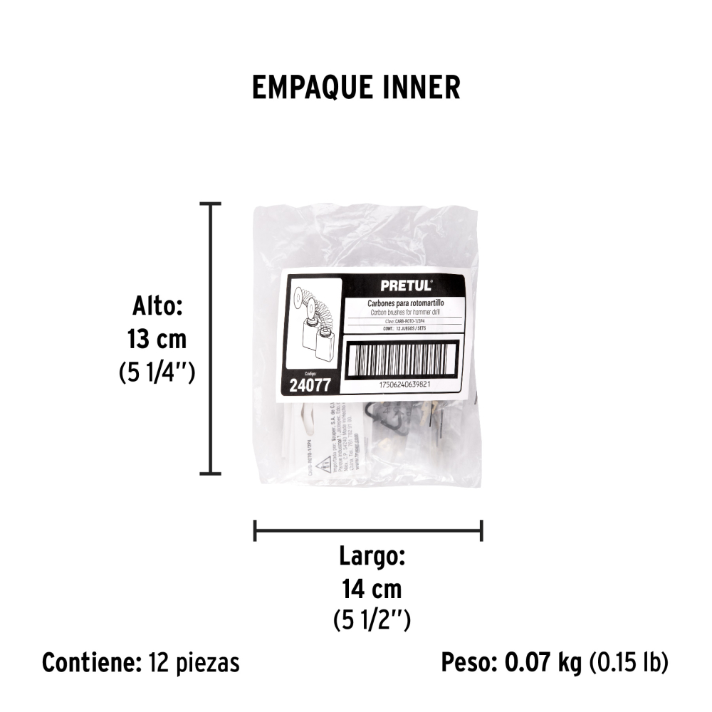 Bolsa con 2 carbones de repuesto para ROTO-1/2P4, PRETUL CB-ROTO-1/2P4
