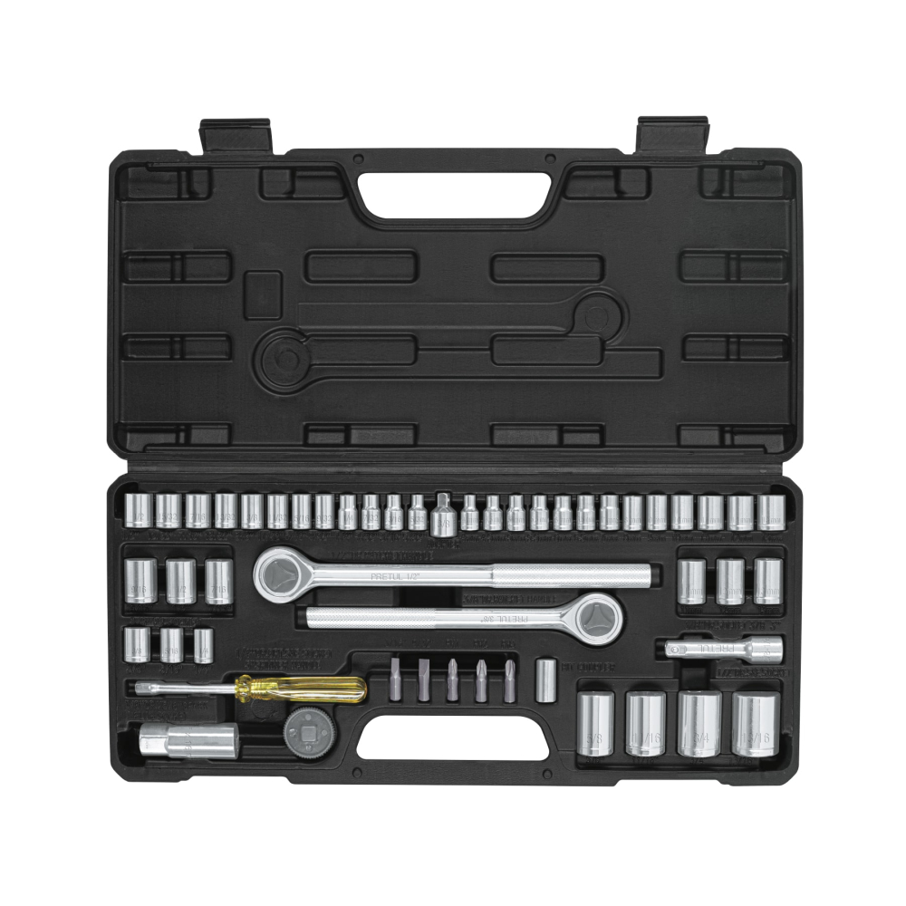 Juego 51 herramientas 1/4', 3/8' y 1/2' p/mecánico, PRETUL SET-51