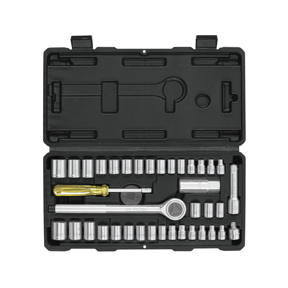 Juego de 39 herramientas 1/4' y 3/8' para mecánico, PRETUL SET-39