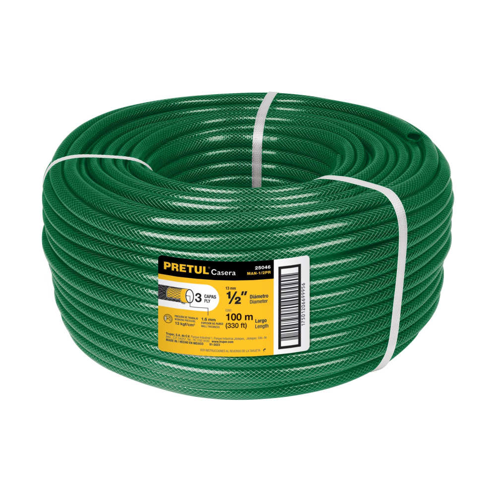 Metro de manguera 1/2' 3 capas en rollo de 100 m, Pretul MAN-1/2PR