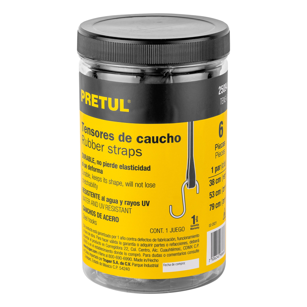 Juego de 6 tensores elásticos, Pretul TENS-6