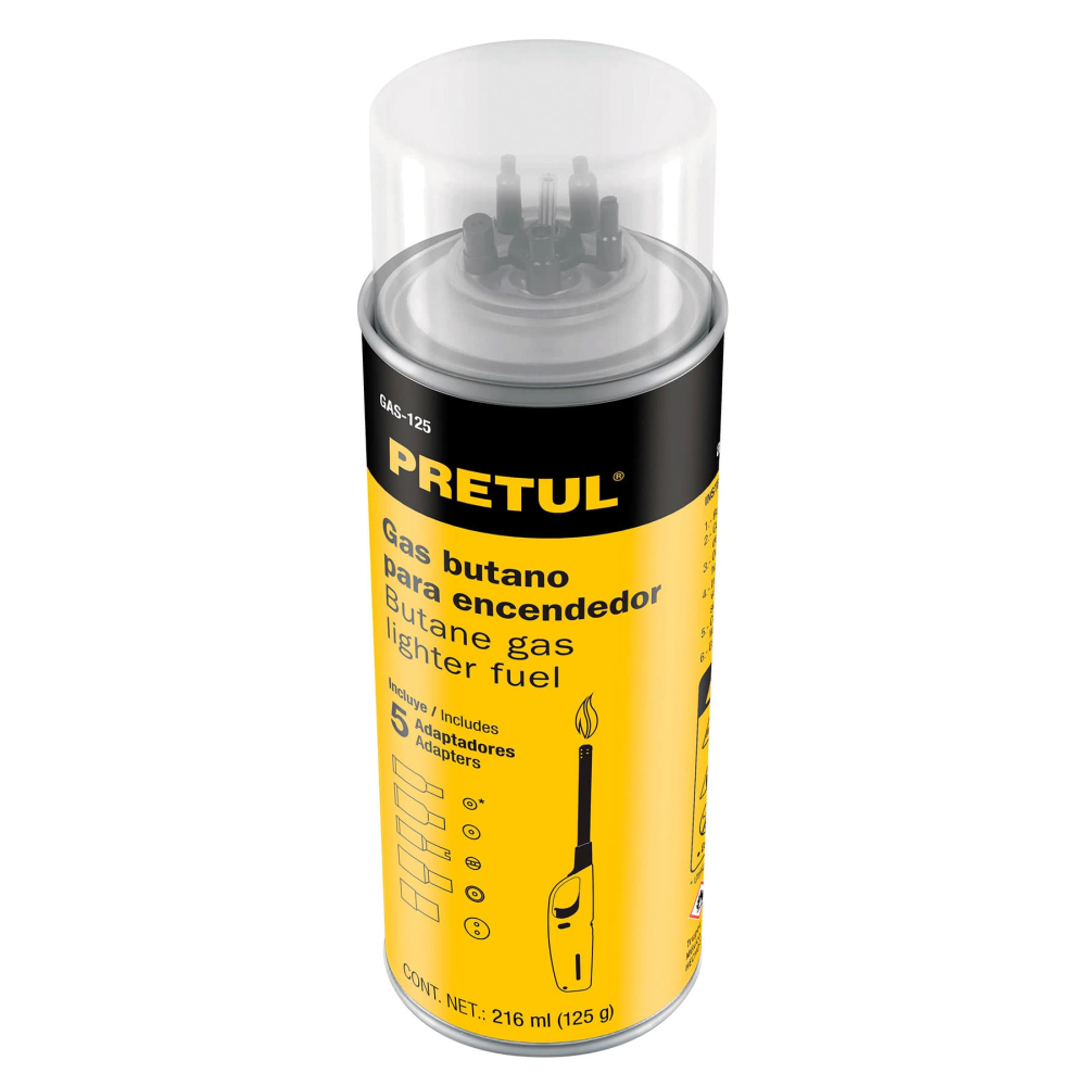 Lata de gas butano para encendedor, 125 g, PRETUL GAS-125
