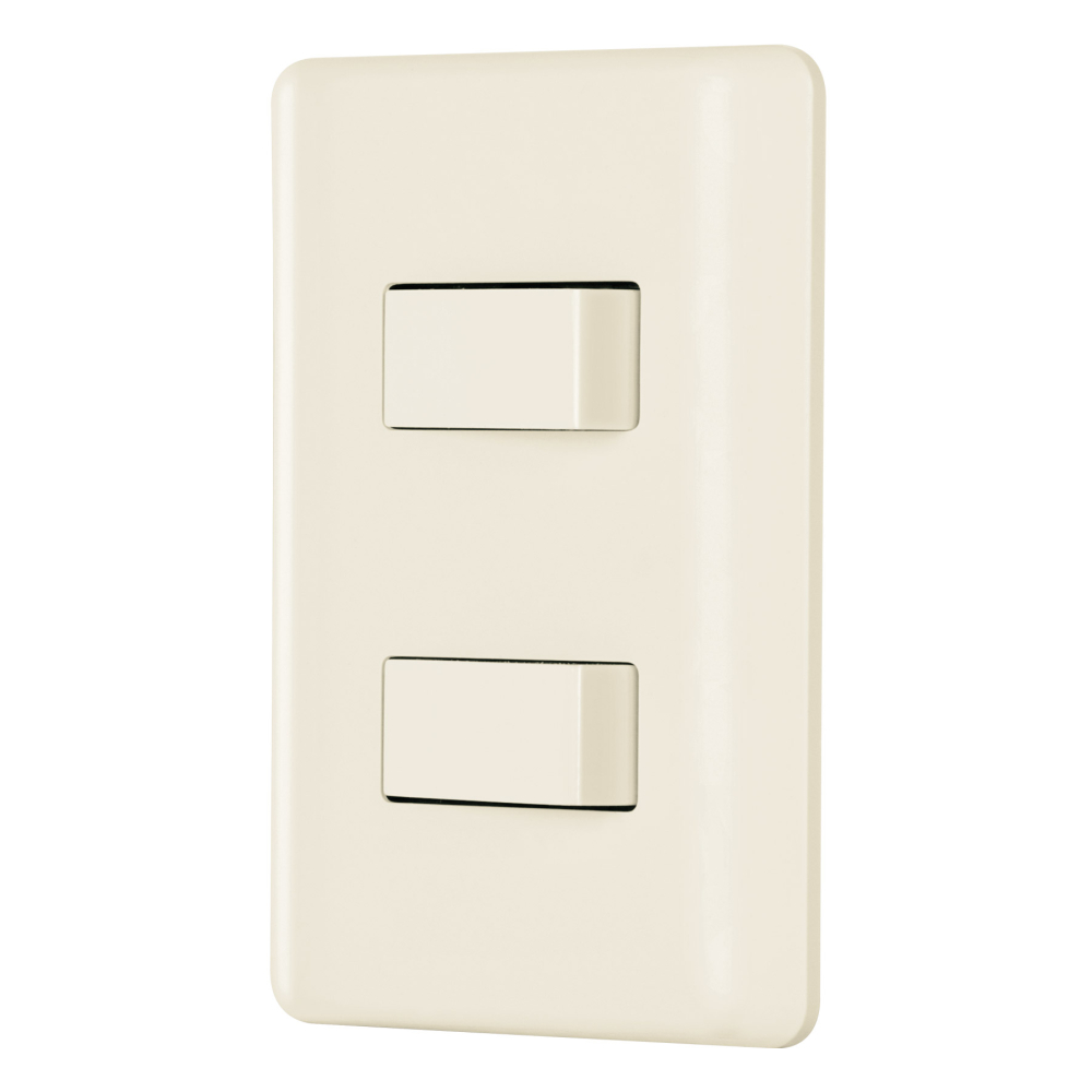 Placa armada 1 interruptor y 1 escalera, marfil, BASIC PA-APDO-EBI