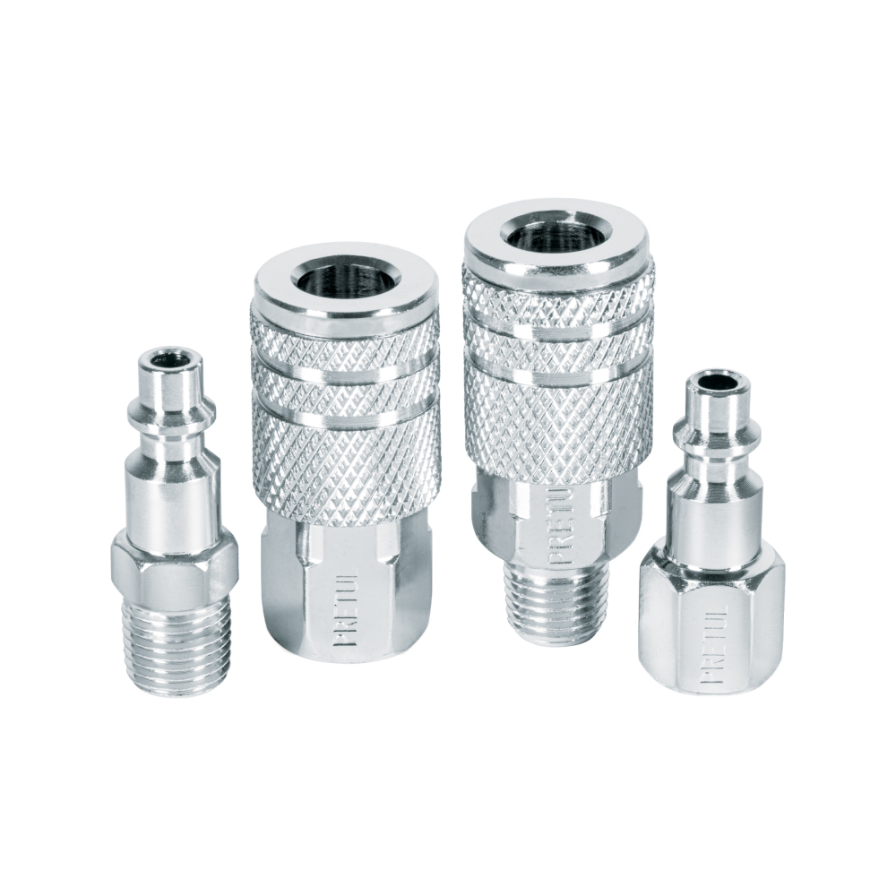 Juego de 2 conectores rápidos y 2 coples, de acero, PRETUL CORAL-4P