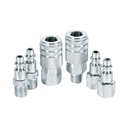 Juego de 4 conectores rápidos y 2 coples, de acero, PRETUL CORAL-6P