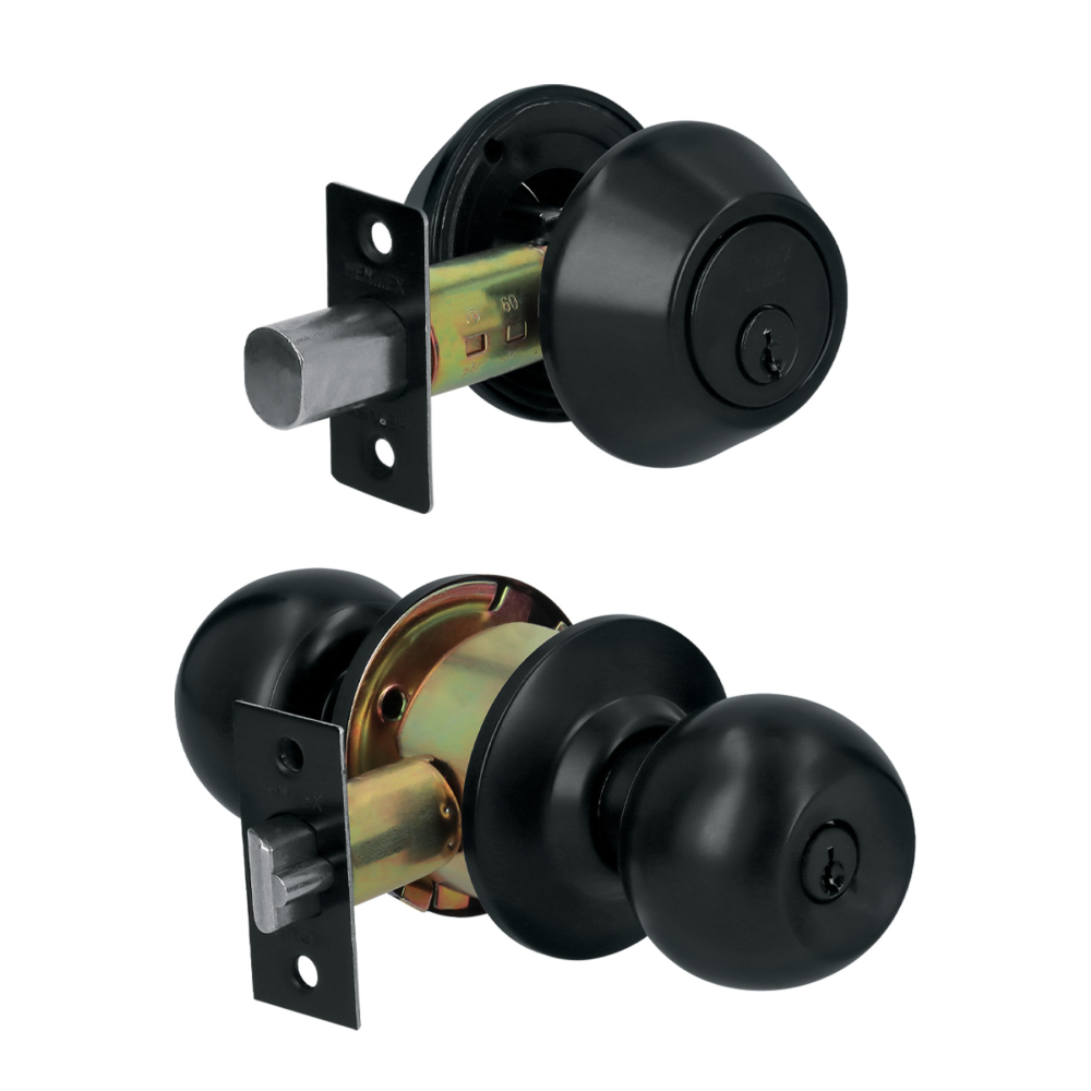 Combo cerraduras, llave-llave, negro mate, HERMEX BASIC CMB-62P