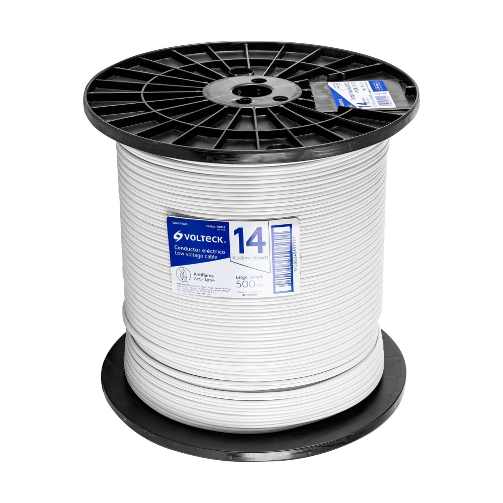 Metro de cordón dúplex flexible SPT 14 AWG en carrete 500 m CDU-14-500