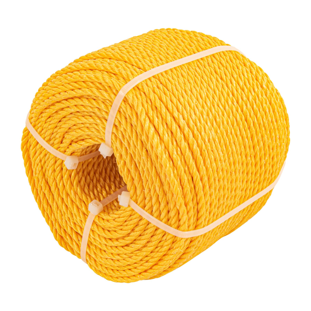 Metro de cuerda amarilla de polipropileno 4 mm, rollo 119m CUE-041M