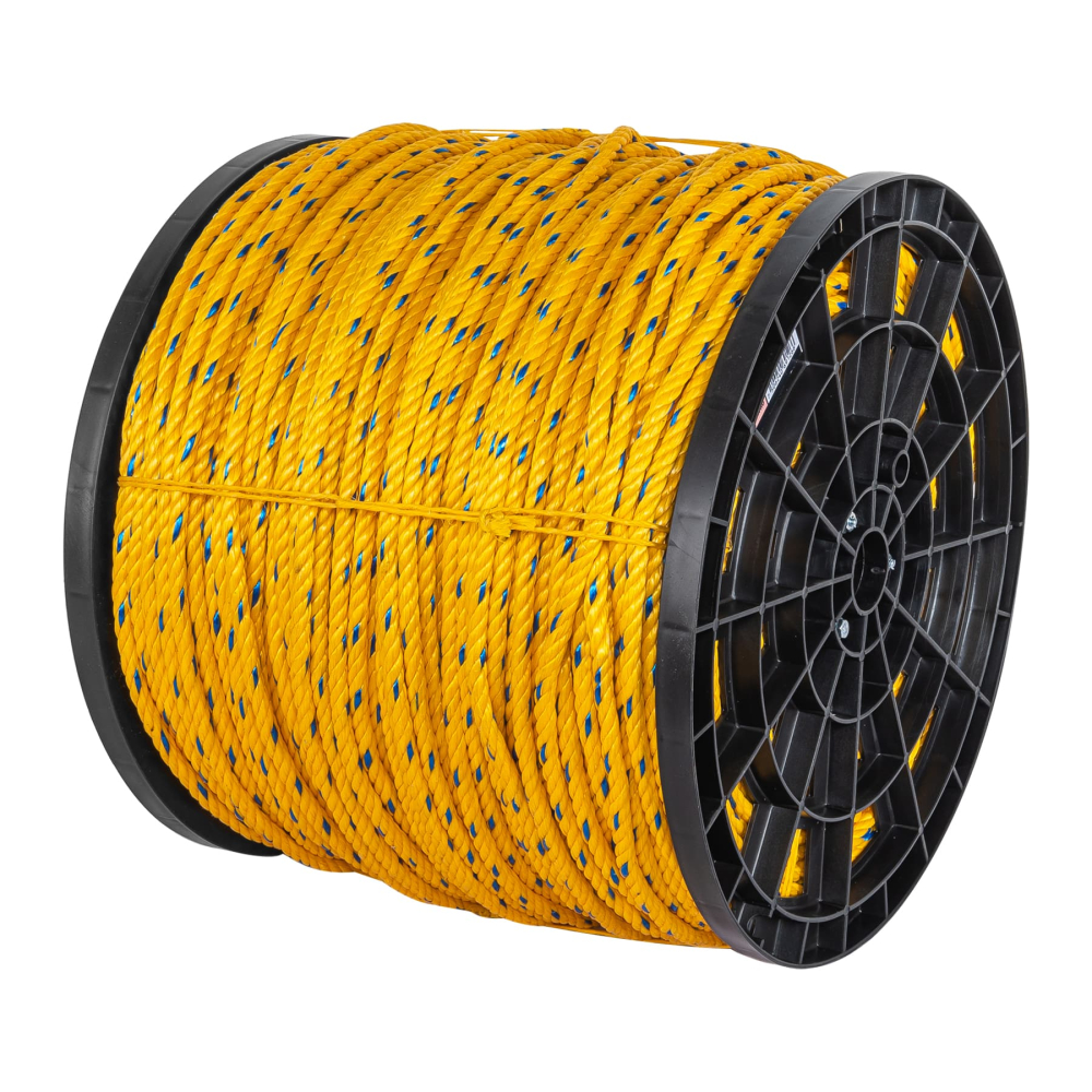 Metro de cuerda amarilla de polipropileno 10mm, carrete 465m CUE-10M
