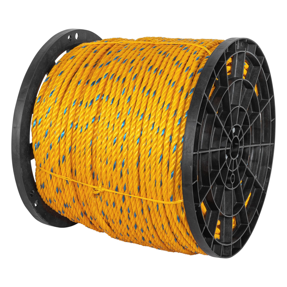 Metro de cuerda amarilla de polipropileno 11mm, carrete 380m CUE-11M