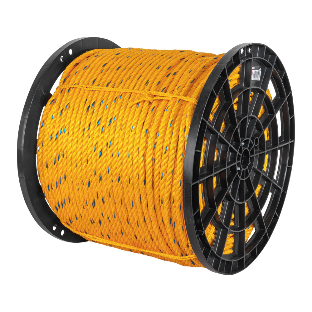 Metro de cuerda amarilla de polipropileno 13mm, carrete 414m CUE-13M