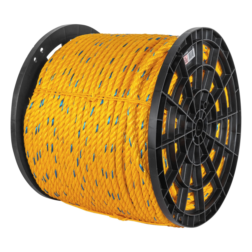 Metro de cuerda amarilla de polipropileno 16mm, carrete 271m CUE-16M