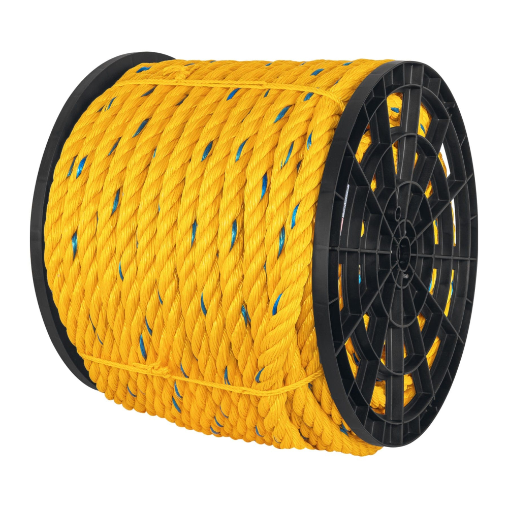 Metro de cuerda amarilla de polipropileno 25mm, carrete 105m CUE-25M