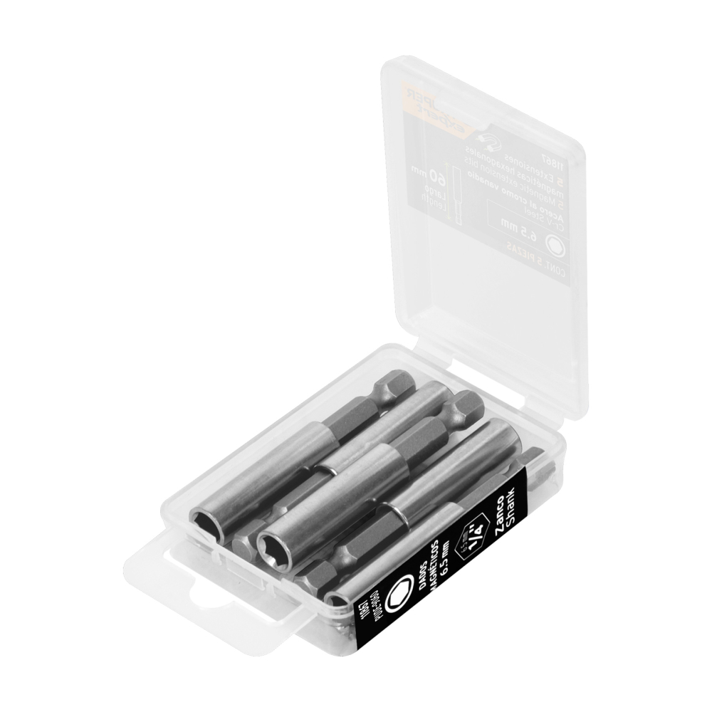 Estuche con 5 extensiones de 60 mm, magnéticas, EXPERT PUDE-9060