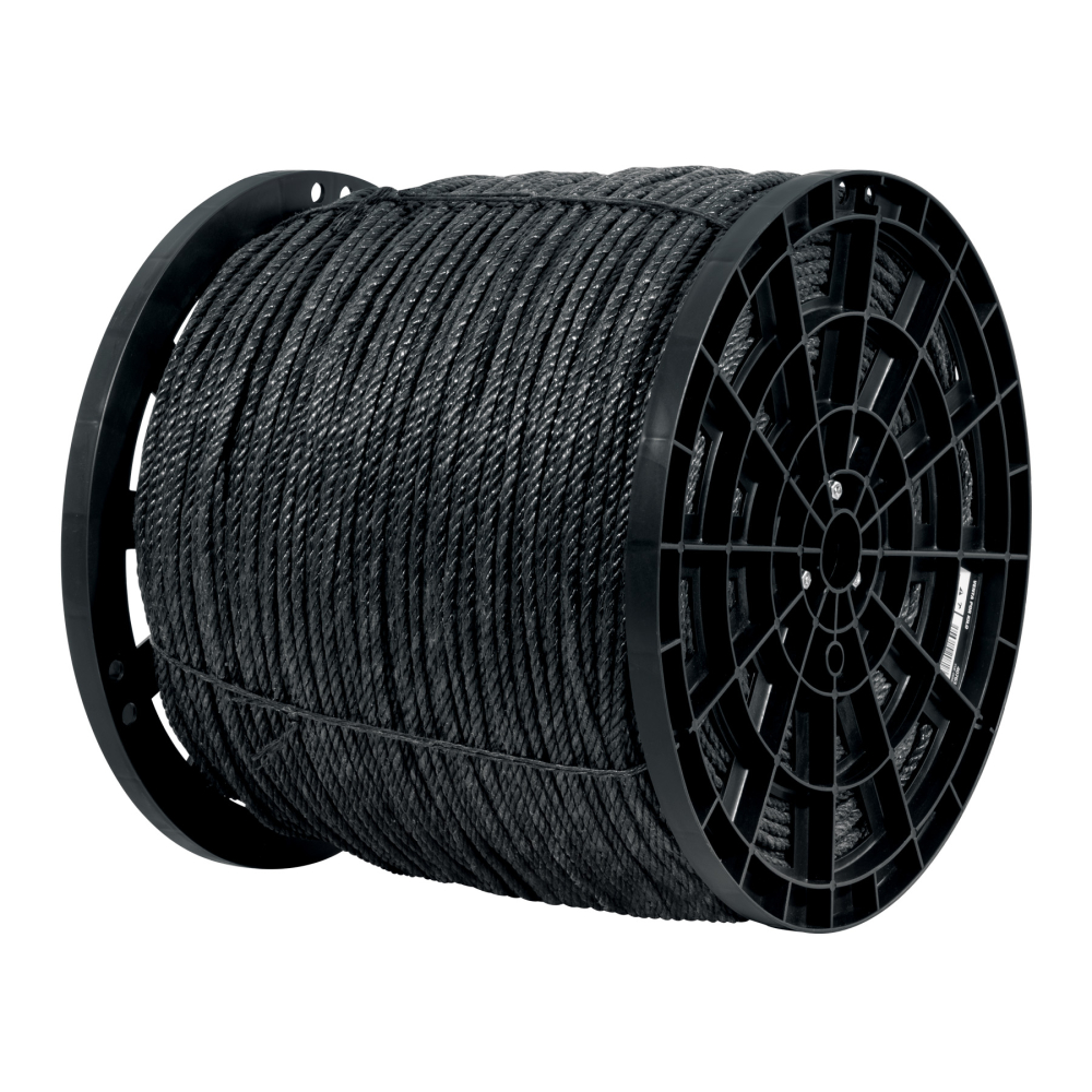 Kilo de cuerda negra de polipropileno 6 mm, carrete 20kg CUE-06NK