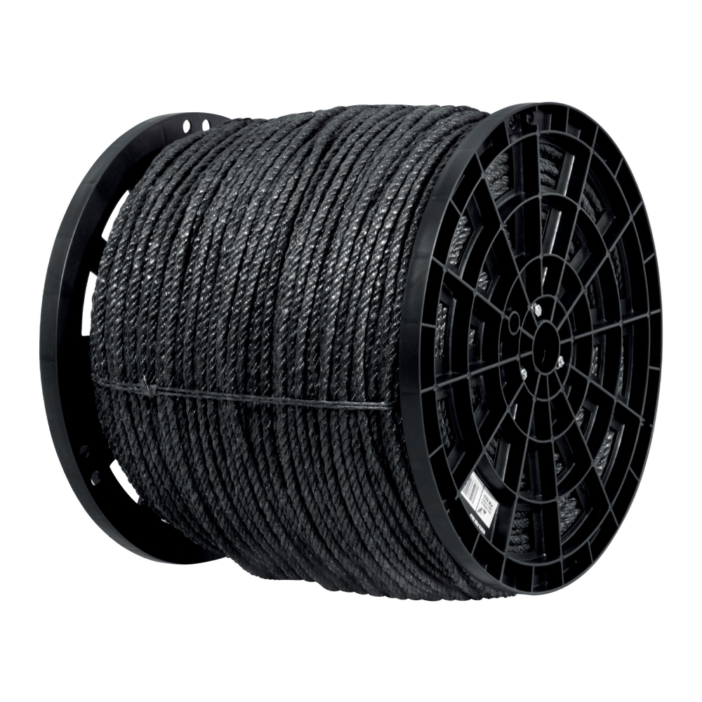 Kilo de cuerda negra de polipropileno 8 mm, carrete 20kg CUE-08NK