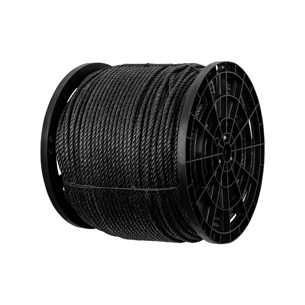 Kilo de cuerda negra de polipropileno 10 mm, carrete 20kg CUE-10NK